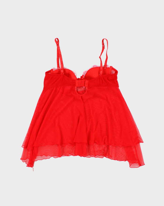 Vintage Y2k 00s Victoria's Secret Mesh Embroidered Top - S