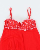 Vintage Y2k 00s Victoria's Secret Mesh Embroidered Top - S