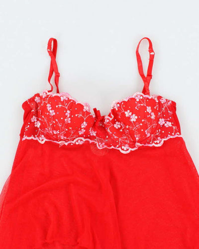 Vintage Y2k 00s Victoria's Secret Mesh Embroidered Top - S