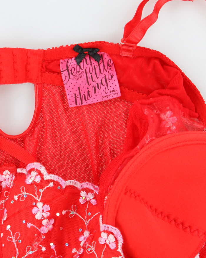 Vintage Y2k 00s Victoria's Secret Mesh Embroidered Top - S