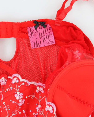 Vintage Y2k 00s Victoria's Secret Mesh Embroidered Top - S