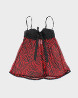 Vintage Y2k 00s LA Senza Mesh Animal Print Top - S