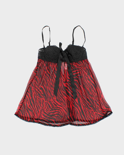 Vintage Y2k 00s LA Senza Mesh Animal Print Top - S