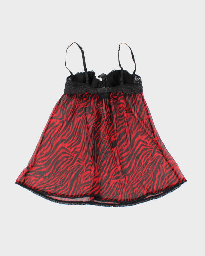 Vintage Y2k 00s LA Senza Mesh Animal Print Top - S