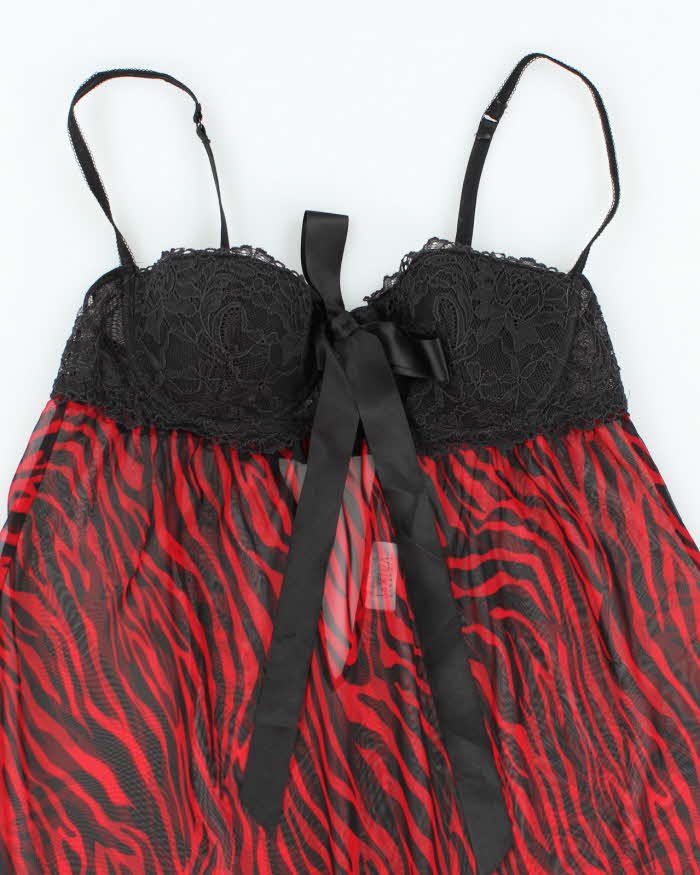 Vintage Y2k 00s LA Senza Mesh Animal Print Top - S