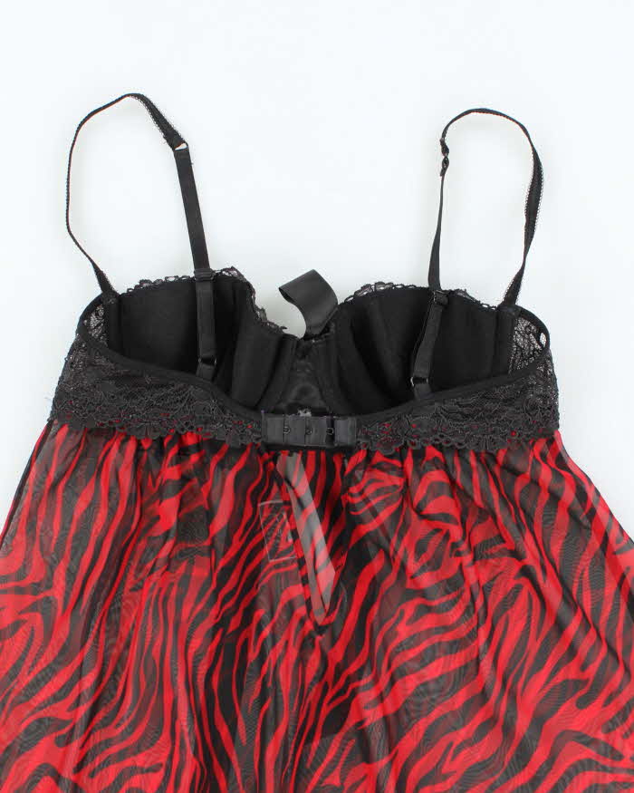 Vintage Y2k 00s LA Senza Mesh Animal Print Top - S
