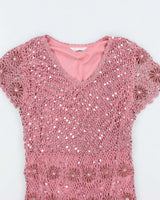 Vintage Y2k 00s Fengdo Crochet Sequin Top - M