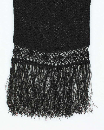Vintage Y2k 00s Crochet Beaded Tassel Halter Neck Top - S