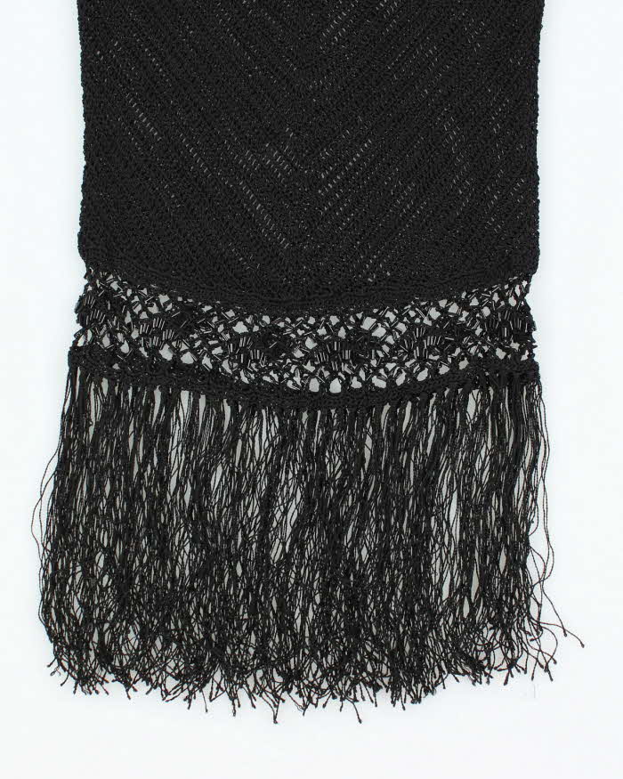 Vintage Y2k 00s Crochet Beaded Tassel Halter Neck Top - S
