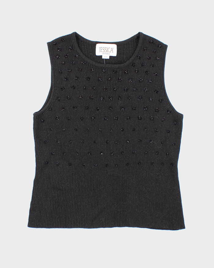 Vintage 90s Jessica Beaded Knit Top - M