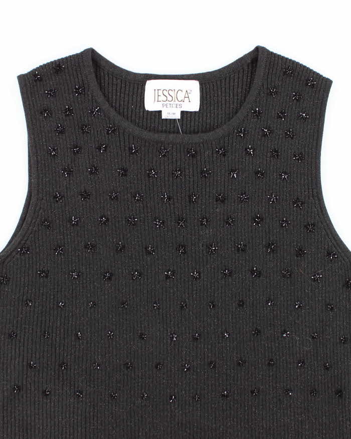 Vintage 90s Jessica Beaded Knit Top - M
