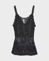 Vintage Y2k 00s Crochet Sequin Cami - S