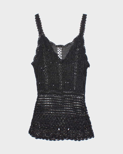 Vintage Y2k 00s Crochet Sequin Cami - S