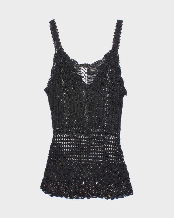 Vintage Y2k 00s Crochet Sequin Cami - S