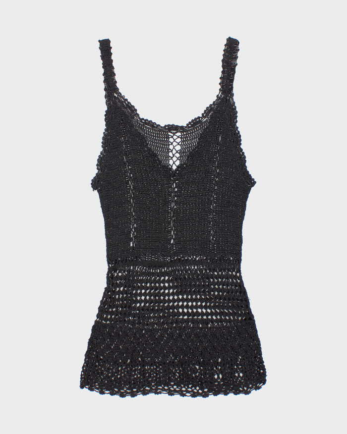 Vintage Y2k 00s Crochet Sequin Cami - S