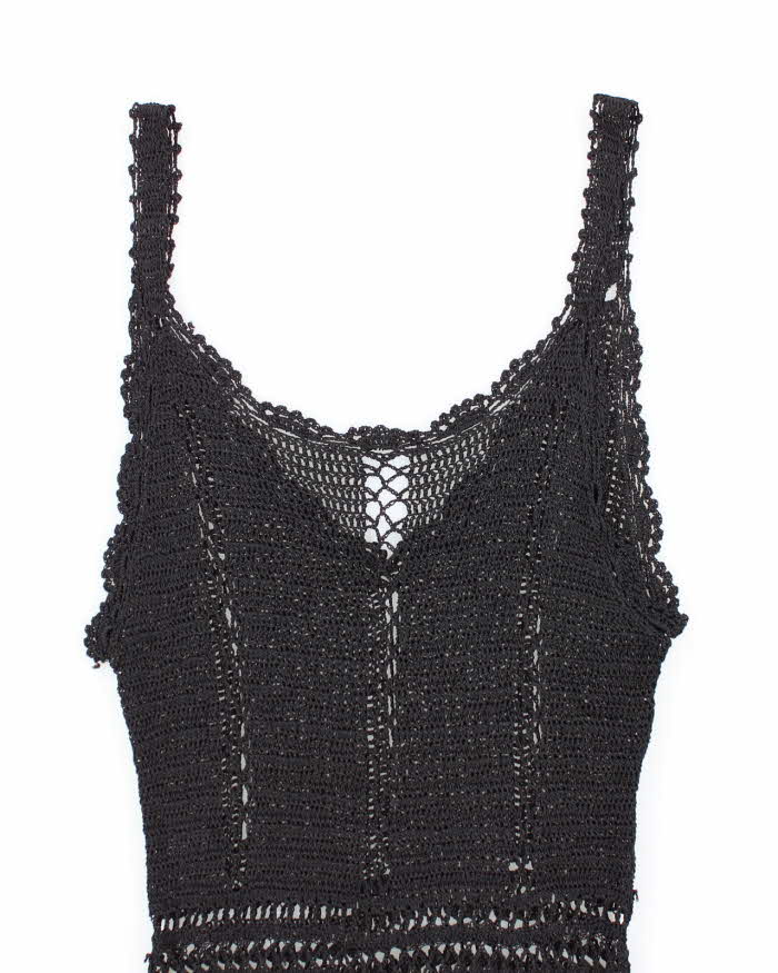 Vintage Y2k 00s Crochet Sequin Cami - S