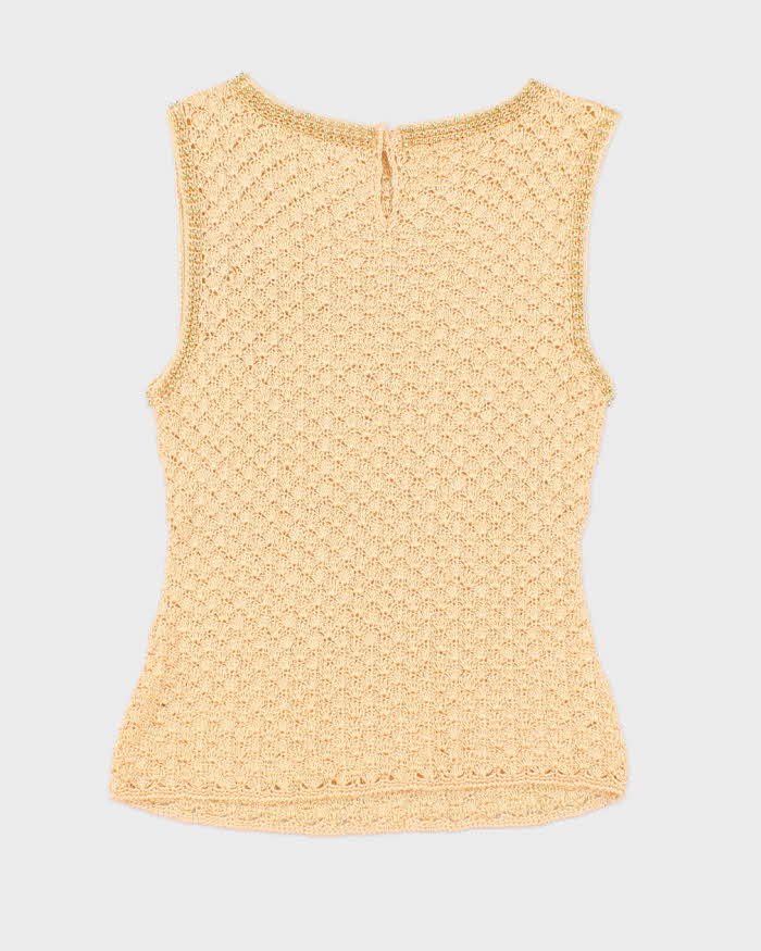Vintage Y2k 00s Crochet Beaded Top - XS