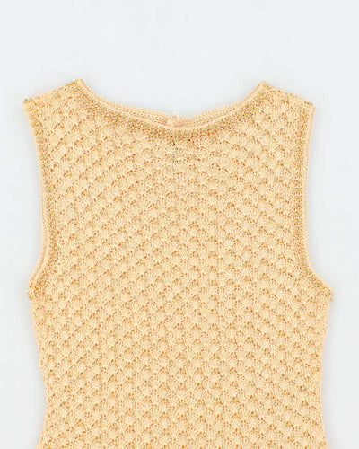 Vintage Y2k 00s Crochet Beaded Top - XS