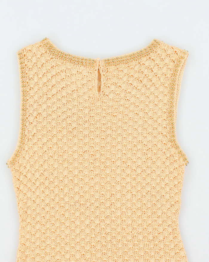 Vintage Y2k 00s Crochet Beaded Top - XS