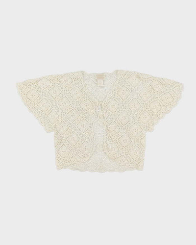 Vintage Y2k 00s Kroshetta Crochet Tie-front Top - M