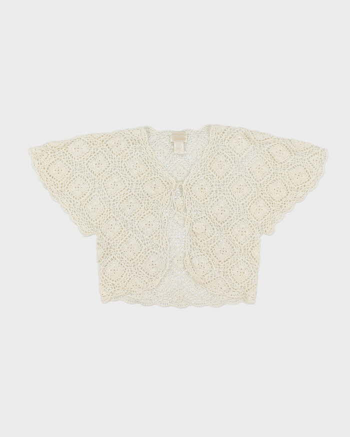 Vintage Y2k 00s Kroshetta Crochet Tie-front Top - M