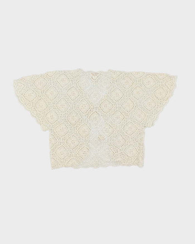 Vintage Y2k 00s Kroshetta Crochet Tie-front Top - M