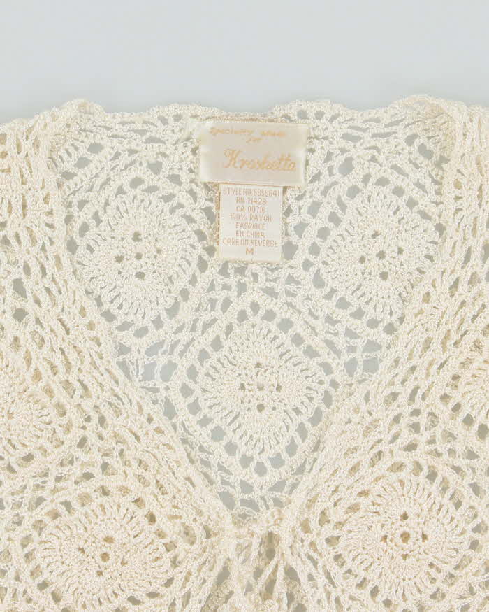 Vintage Y2k 00s Kroshetta Crochet Tie-front Top - M