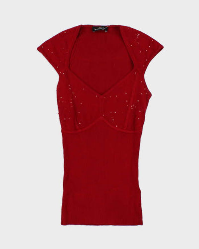 Vintage Y2k 00s Le Chateau Sequin Knit Top - S