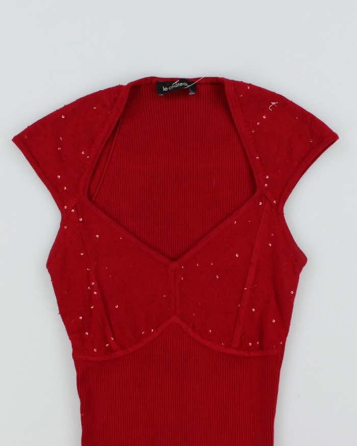 Vintage Y2k 00s Le Chateau Sequin Knit Top - S