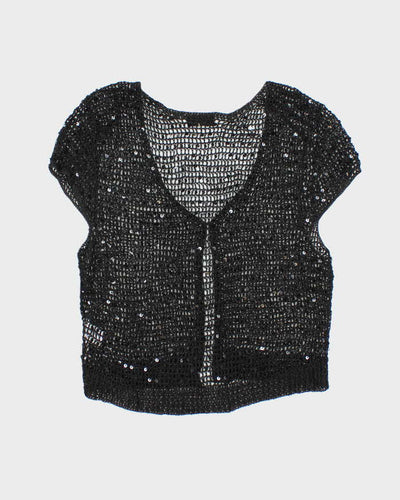 Vintage Y2k 00s Jessica Sequin Crochet Top - M