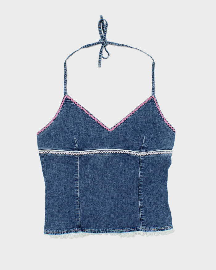 Vintage Y2k 00s Guess Denim Halter Neck Top - S
