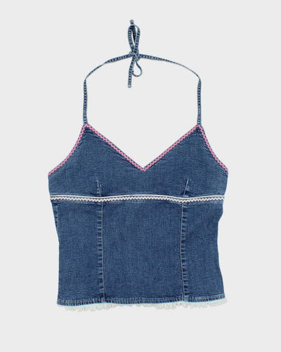 Vintage Y2k 00s Guess Denim Halter Neck Top - S
