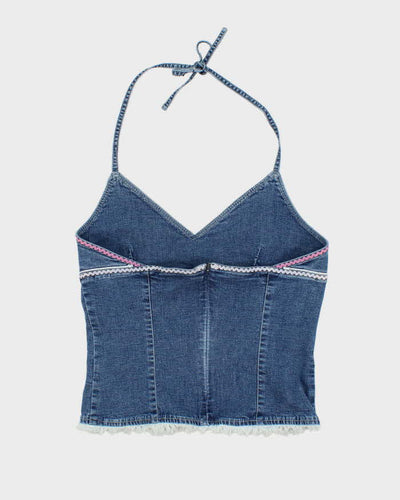 Vintage Y2k 00s Guess Denim Halter Neck Top - S