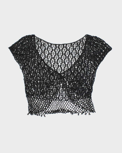 Vintage Y2k 00s Crochet Sparkly Beaded Top - S