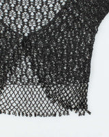 Vintage Y2k 00s Crochet Sparkly Beaded Top - S