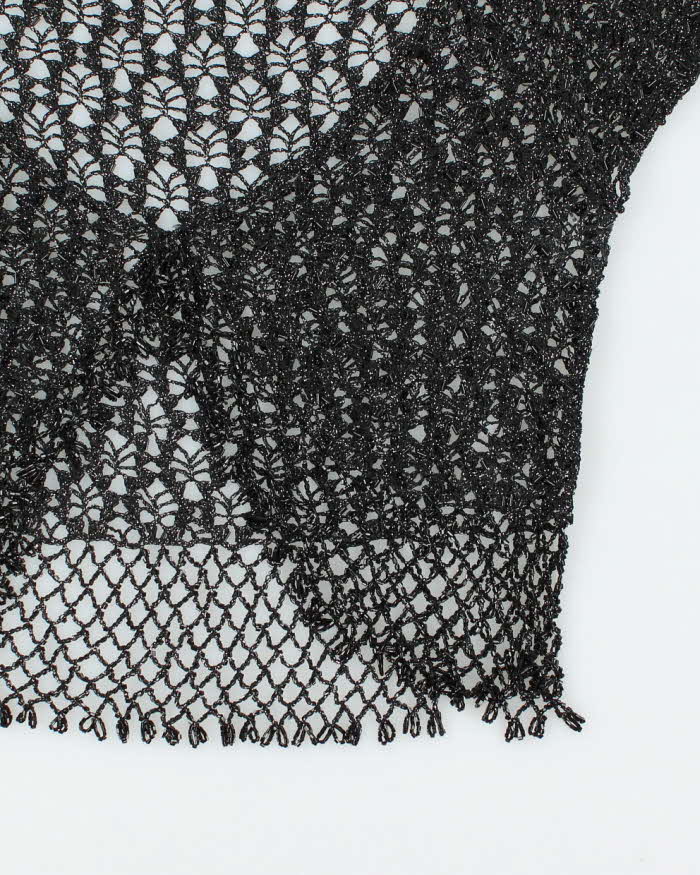 Vintage Y2k 00s Crochet Sparkly Beaded Top - S