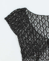 Vintage Y2k 00s Crochet Sparkly Beaded Top - S