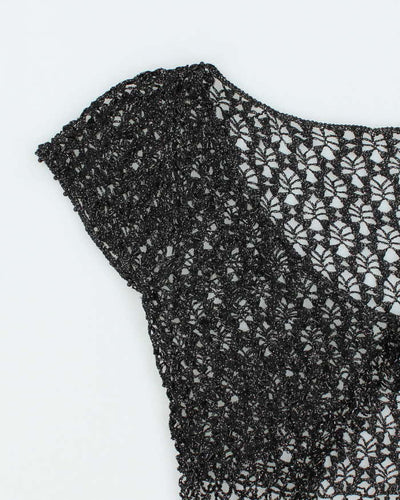 Vintage Y2k 00s Crochet Sparkly Beaded Top - S