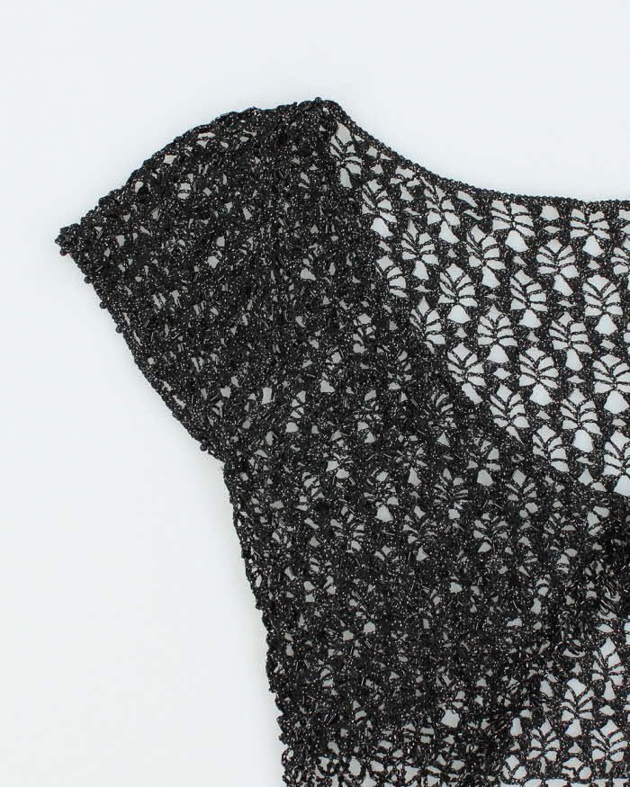 Vintage Y2k 00s Crochet Sparkly Beaded Top - S