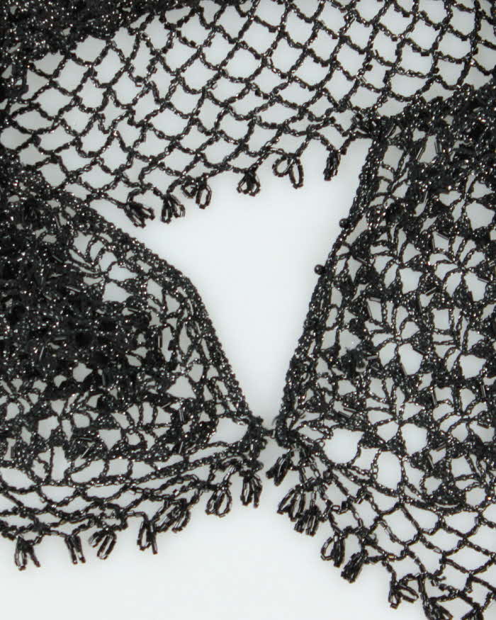 Vintage Y2k 00s Crochet Sparkly Beaded Top - S