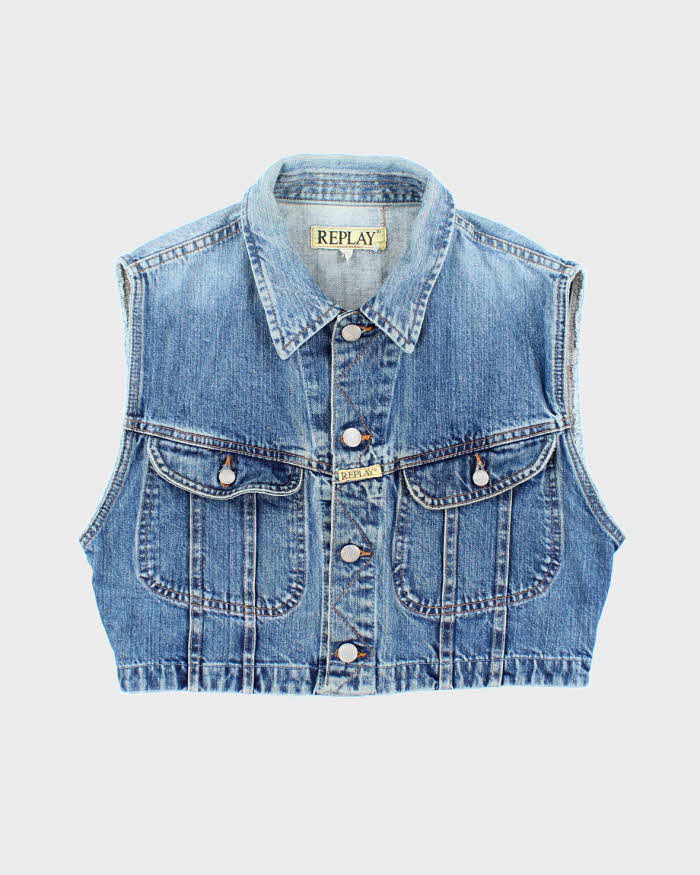 Vintage 90s Denim Waistcoat - L