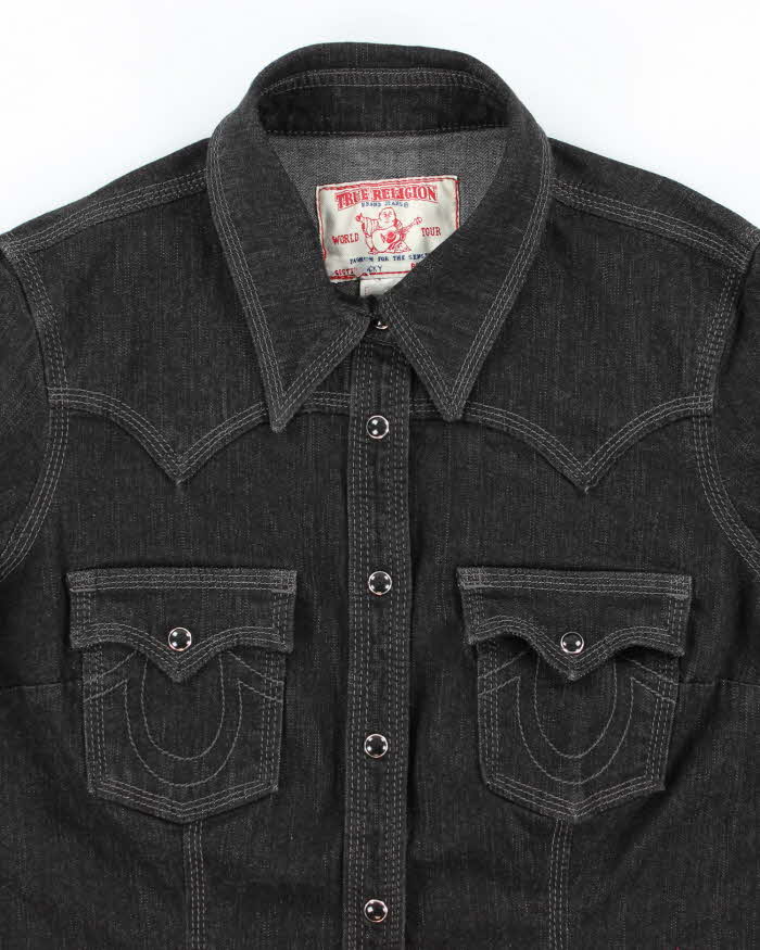 Y2k 00s True Religion Black Denim Western Shacket - M