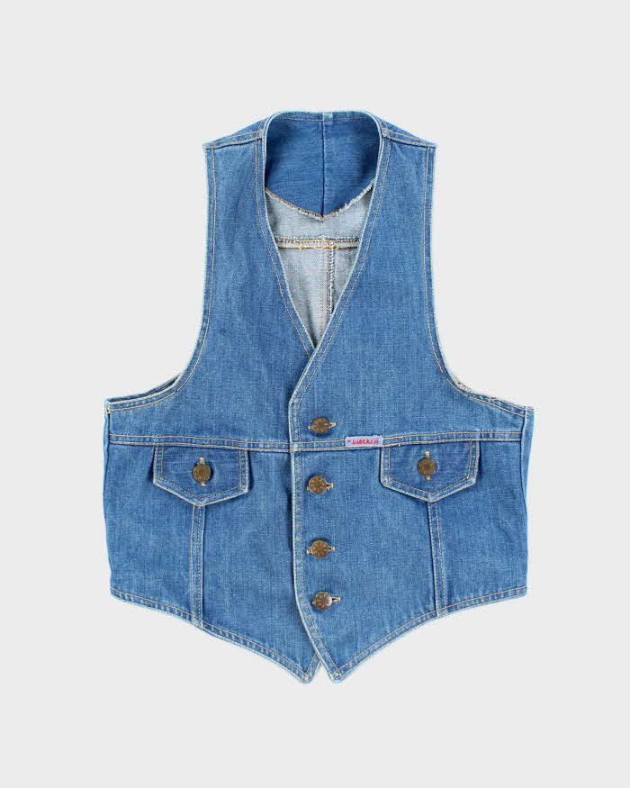 Vintage 70s Fitted Denim Waistcoat - S