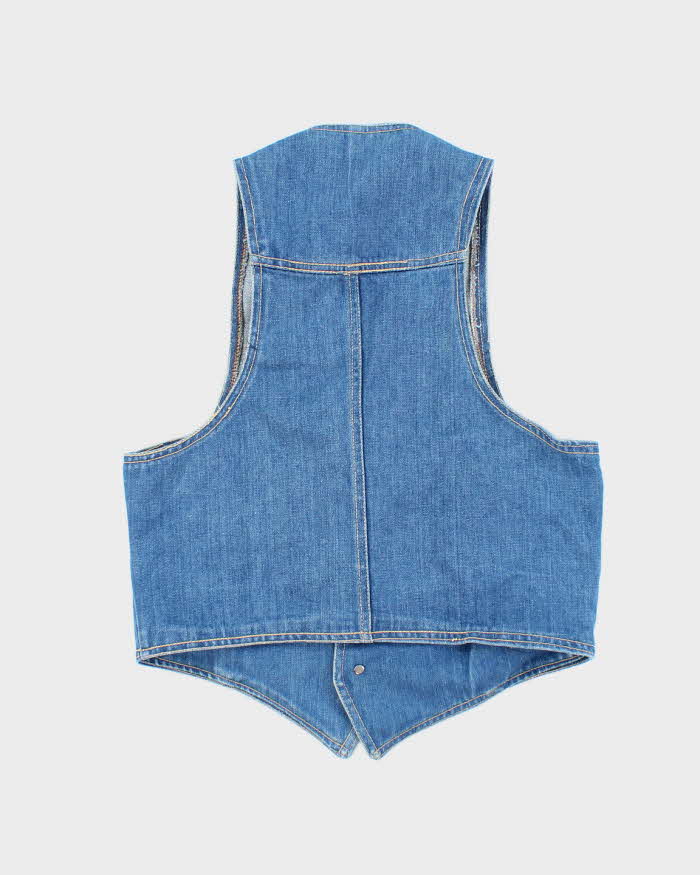 Vintage 70s Fitted Denim Waistcoat - S