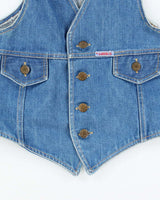 Vintage 70s Fitted Denim Waistcoat - S
