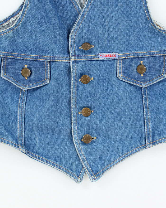 Vintage 70s Fitted Denim Waistcoat - S
