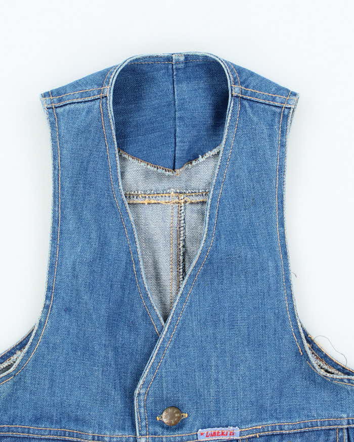 Vintage 70s Fitted Denim Waistcoat - S