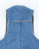 Vintage 70s Fitted Denim Waistcoat - S