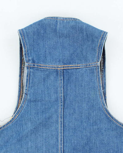 Vintage 70s Fitted Denim Waistcoat - S