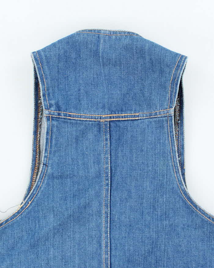 Vintage 70s Fitted Denim Waistcoat - S